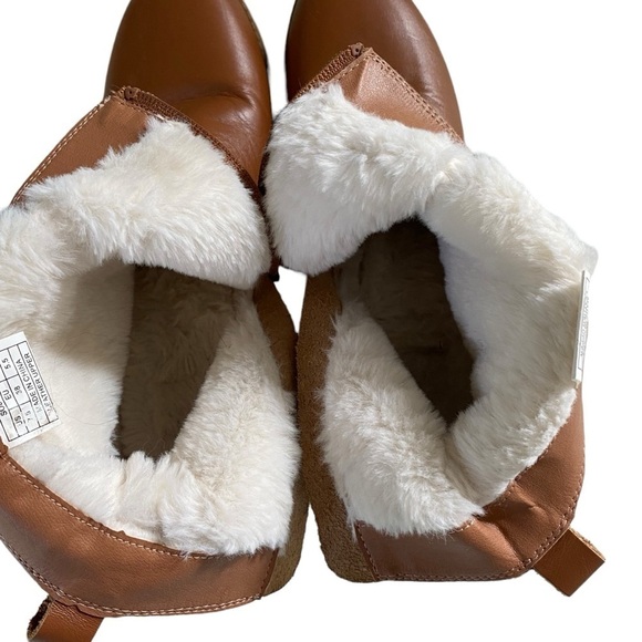 Soludos Dani Saddle Shearling Platform Heeled Ankle Boot leather suede tan 7.5 - Picture 8 of 16